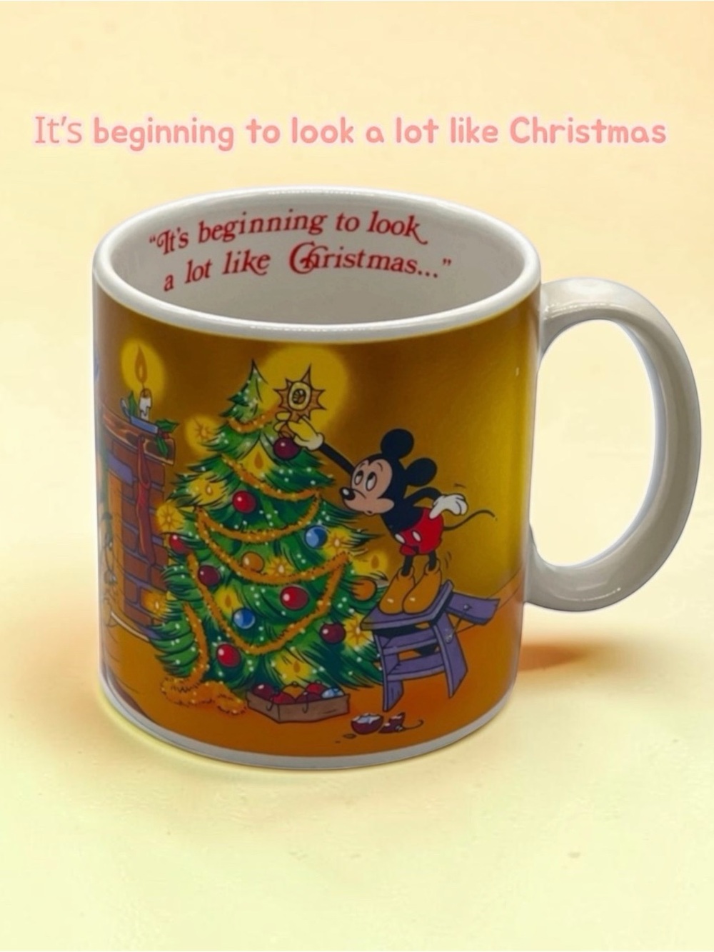 Disney Vintage 1988 Applause Mickey Mouse Christmas Ceramic Coffee Mug
